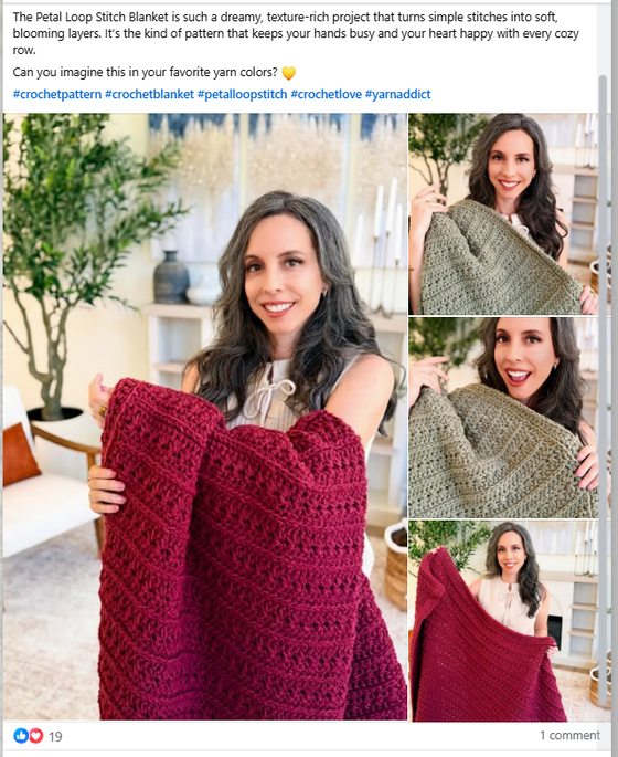 Before: a single unplanned crochet post with a plain caption